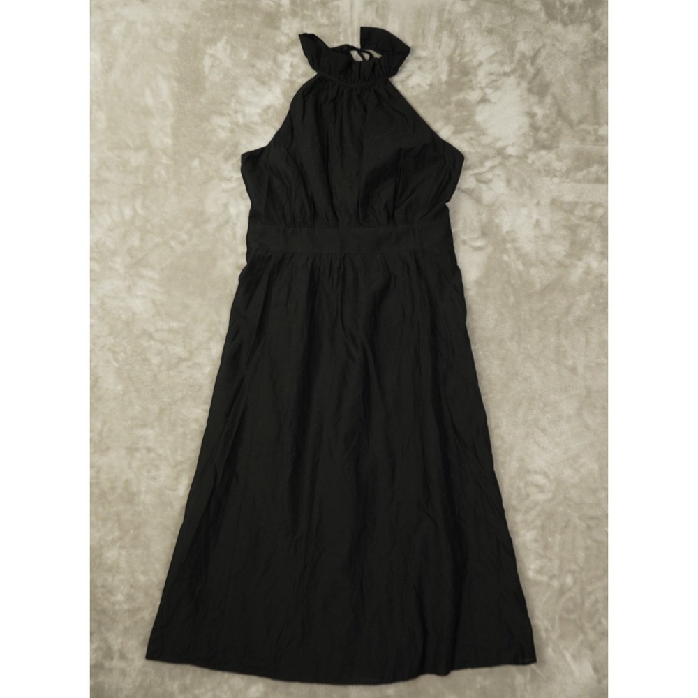 Banana Republic Dress Womens 12 NWT Black Lined Halter Ruffle Neck Chic Cocktail - Picture 1 of 11